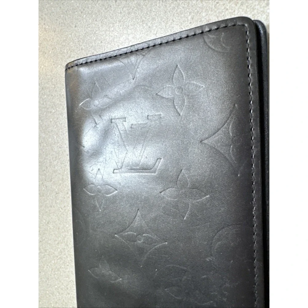 Louis Vuitton Monogram Glace Port Bié Monnaie Wallet Checkbook Cover And Atlas